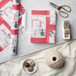 Papier Cadeau Porte de vacances Rouge