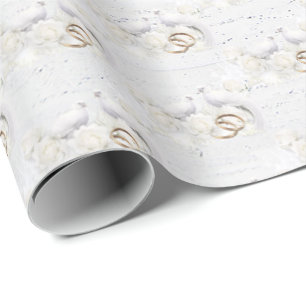 Papier Cadeau Portes et anneaux mariages sur bois blanc