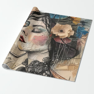 Papier Cadeau Portrait d'art en collage multimédia (2)
