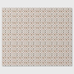 Papier Cadeau Portrait de chien floral - Beau motif de design
