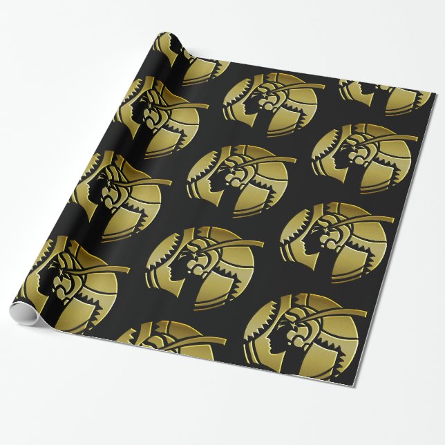 Papier Cadeau Portrait de dame Gold Art déco (Déroulé)