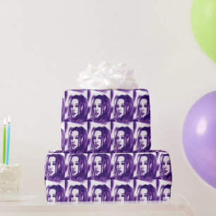 Papier Cadeau Portrait de femme en violet en art monochrome