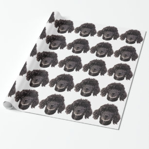 Papier Cadeau Portrait d'un caniche noir
