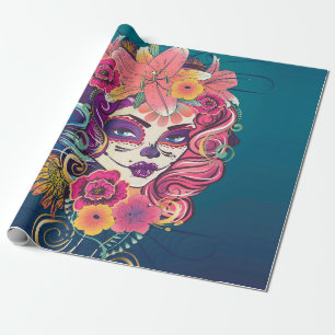Papier Cadeau Portrait d'une couronne de fleurs