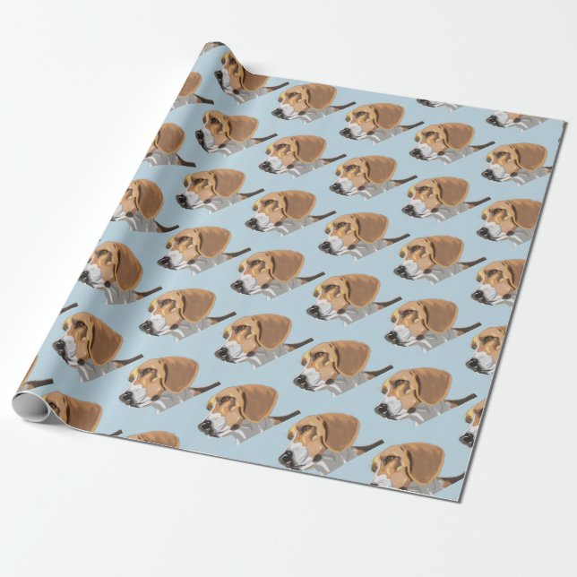 Papier Cadeau Portrait d'une tête de Beagle (Déroulé)