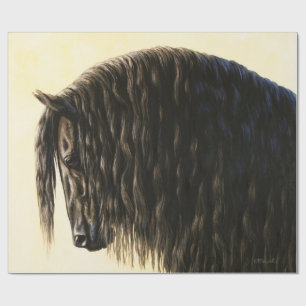 Papier Cadeau Portrait friésien à cheval