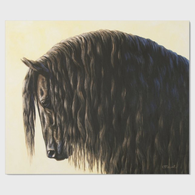 Papier Cadeau Portrait friésien à cheval (Plat)