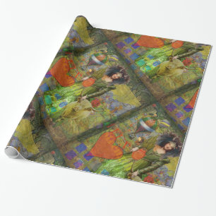 Papier Cadeau Portrait gothique de femme classique vintage Taure