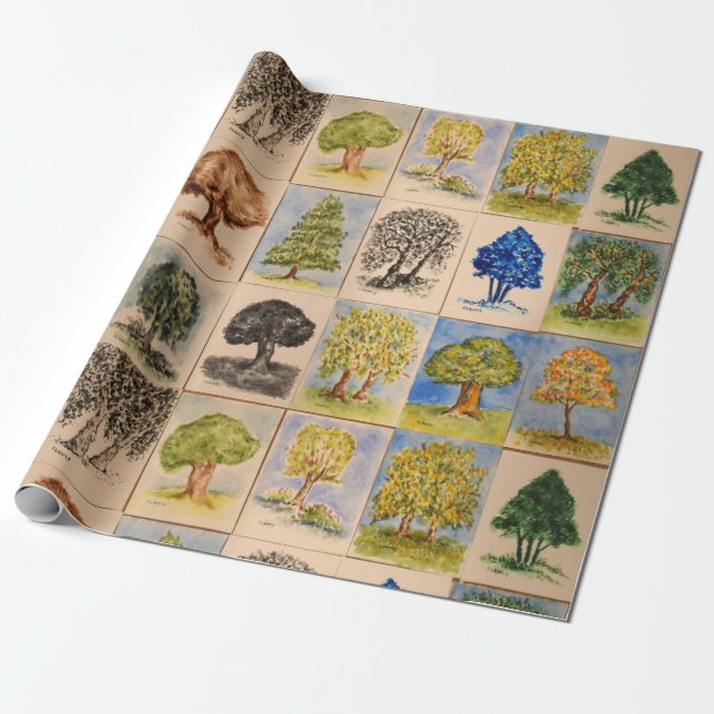 Papier Cadeau Portraits d'arbres enveloppant du papier (Déroulé)