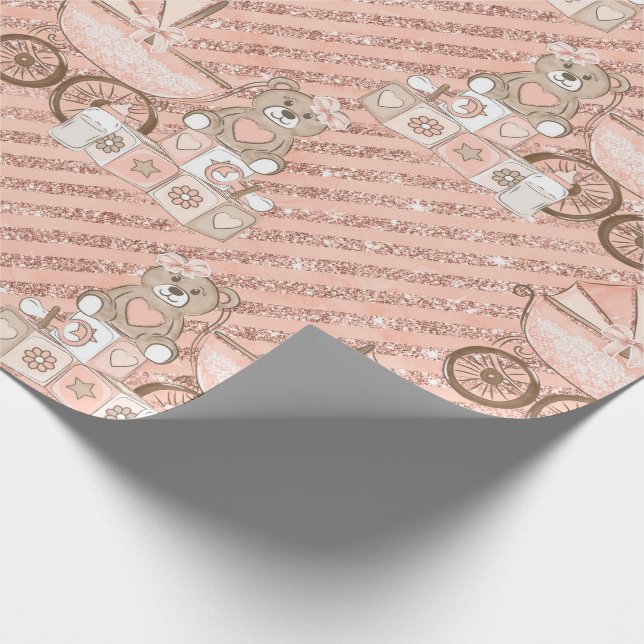 Papier Cadeau Ports pour bébés roses (Coin)