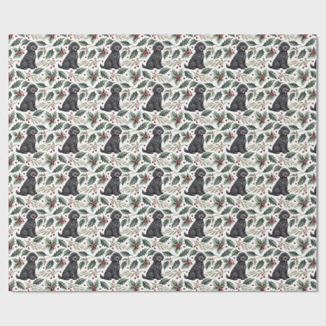 Papier Cadeau Portuguese Water Dog Christmas Wrapping Paper (Plat)