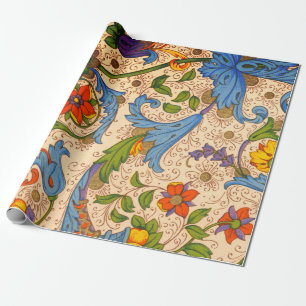 Papier Cadeau Positano Floral Grande Sangria
