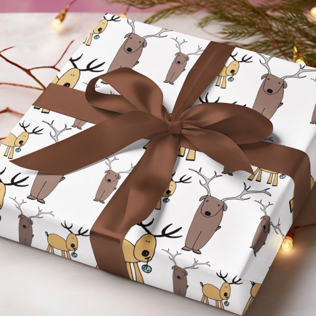Papier Cadeau Poster de animal de Noël de Noël de mignonne Reind (Créateur téléchargé)