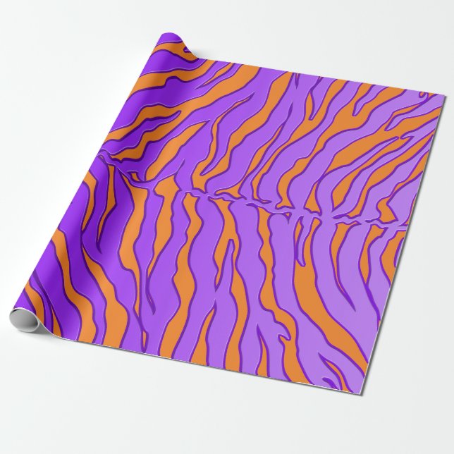 Papier Cadeau Poster de animal De Tigre Orange Et Violet (Déroulé)