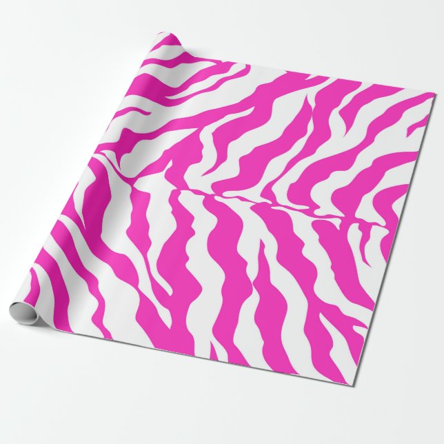 Papier Cadeau Poster de animal des rayures de tigre rose et blan (Déroulé)