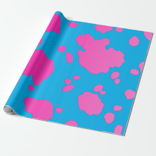 Papier Cadeau Poster de animal Des Spots De Vache Turquoise Et R