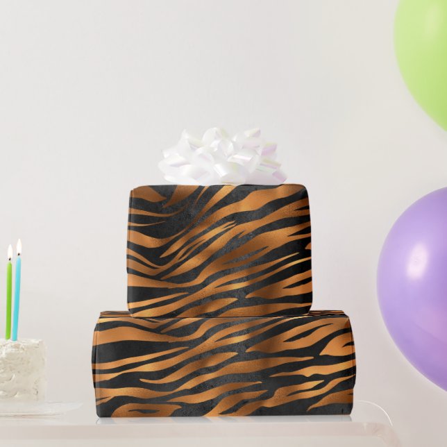Papier Cadeau Poster de animal noir Tiger en cuivre (Cadeaux de fête)