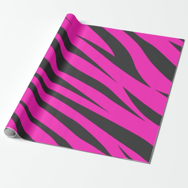 Papier Cadeau Poster de animal Zèbre rose foncé et blanc (Déroulé)