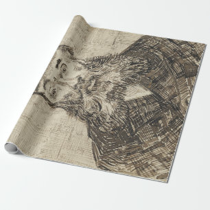 Papier Cadeau Postman Joseph Roulin (Sepia Sketch) (par van Gogh