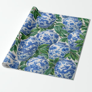 Papier Cadeau Pot à gingembre en porcelaine chinoise bleue