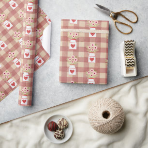 Papier Cadeau Pot de fleurs en bocal Mason de ferme rustique TMF