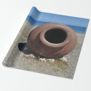 Papier Cadeau Pot grec traditionnel en terre cuite sur la plage