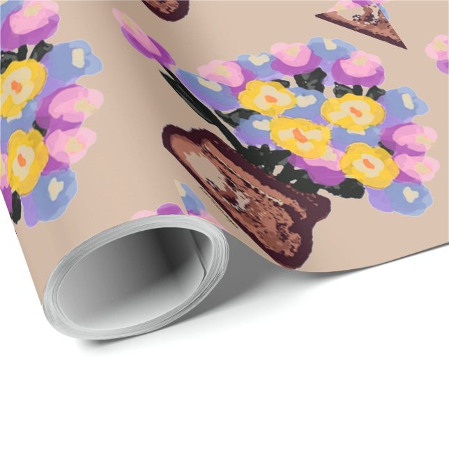 Papier Cadeau Pots de fleurs (Coin rond)