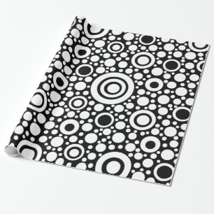 Papier Cadeau Pots et cercles noirs Grille + votre dos.