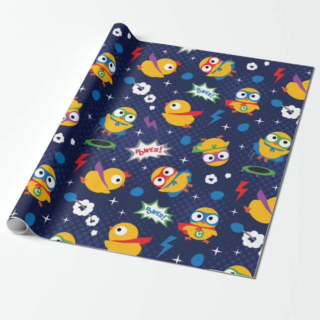 Papier Cadeau Poulet de superhéros (Déroulé)