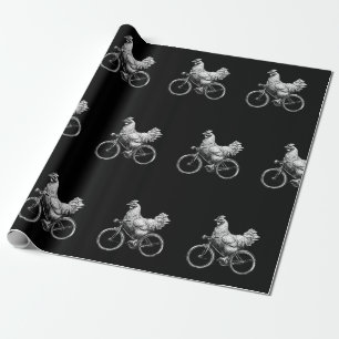 Papier Cadeau Poulet drôle à vélo Cycliste Animal mignon Amour