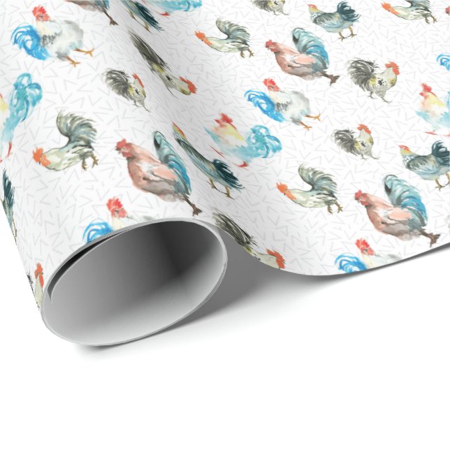 Papier Cadeau Poulets Amateurs De Poules De Pays (Coin rond)
