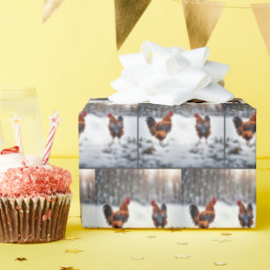 Papier Cadeau Poulets En Neige