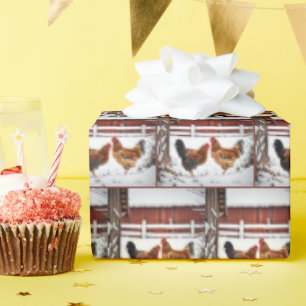 Papier Cadeau Poulets En Neige