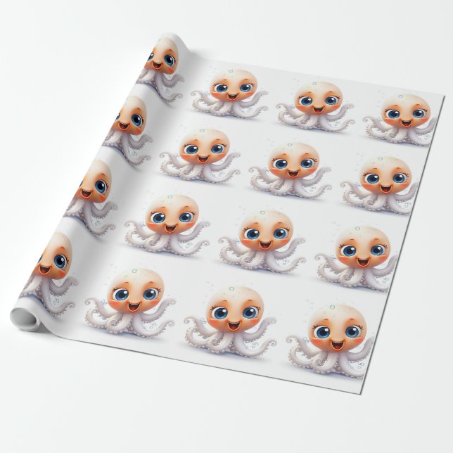 Papier Cadeau poulpe mignonne et drôle (Déroulé)