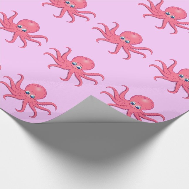 Papier Cadeau Poulpe rose mignon (Coin)