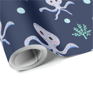 Papier Cadeau Poulpe sous la mer motif pour enfants