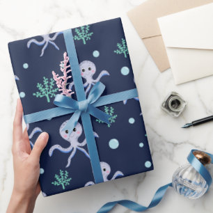 Papier Cadeau Poulpe sous la mer motif pour enfants