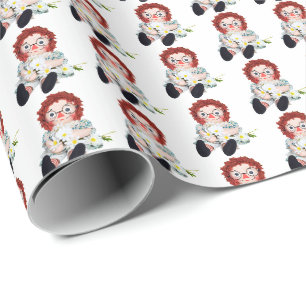 Papier Cadeau Poupée de vieux cerf avec bouquet de marguerite