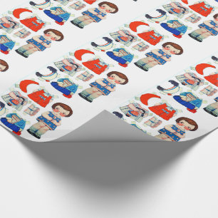 Papier Cadeau Poupée en papier d'art vintage. Poupée coupée en p