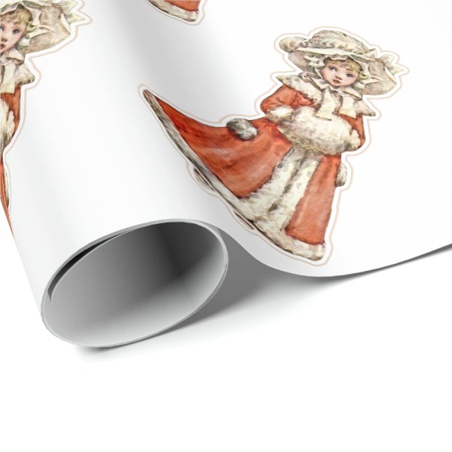 Papier Cadeau Poupée en papier pour enfant victorien manteau d'h (Coin rond)
