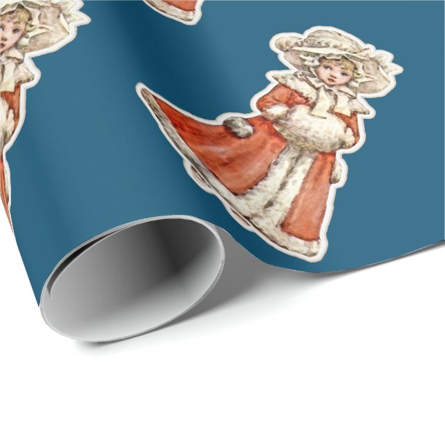 Papier Cadeau Poupée en papier pour enfant victorien manteau d'h (Coin rond)