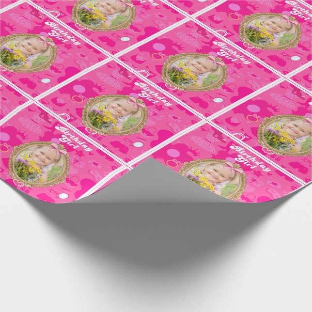 Papier Cadeau Poupée rétro rose Girly Allons faire la fête Anniv (Coin)