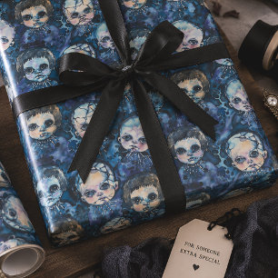 Papier Cadeau Poupées gothiques hantées Halloween effrayant