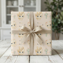 Papier cadeau pour Baby Shower Cactus et Lama