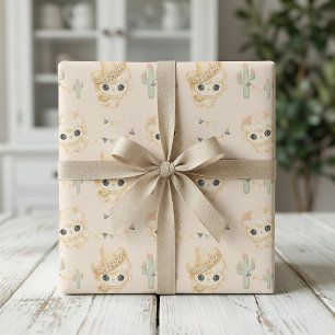 Papier cadeau pour Baby Shower Cactus et Lama