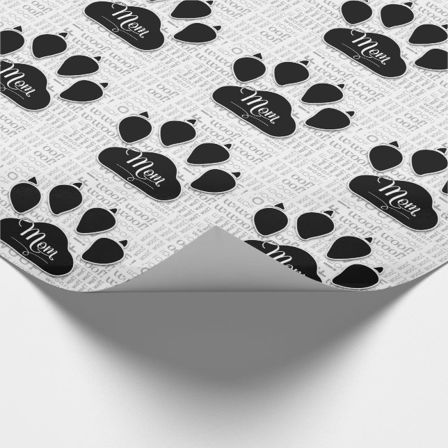 Papier Cadeau pour MOM Black Dog Paw sur Woof Arrière - plan (Coin)