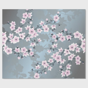 Papier Cadeau Poussière de fleur de cerisier rose poussiéreux bl