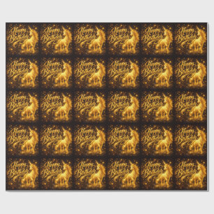 Papier Cadeau Poussière d'Étoile Dorée Anniversaire — Licorne Fa
