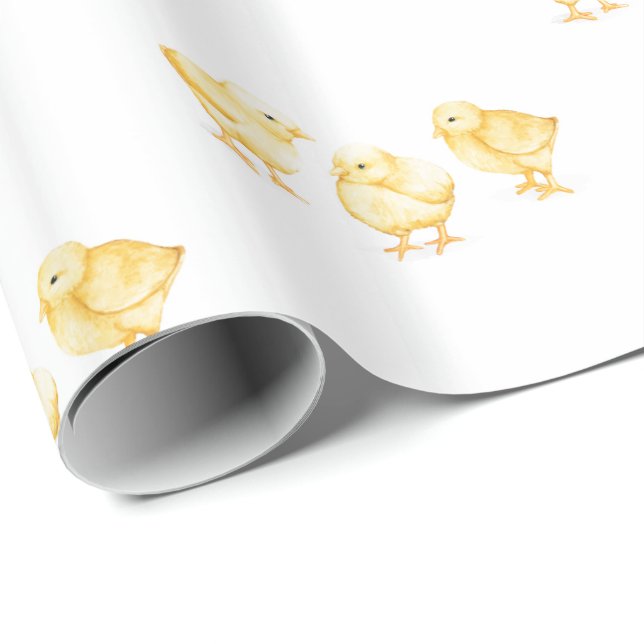 Papier Cadeau Poussins jaunes de bébé de papier d'emballage (Coin rond)