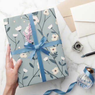 Papier Cadeau prairie de fleurs sauvages,aquarelle fleurs sauvag